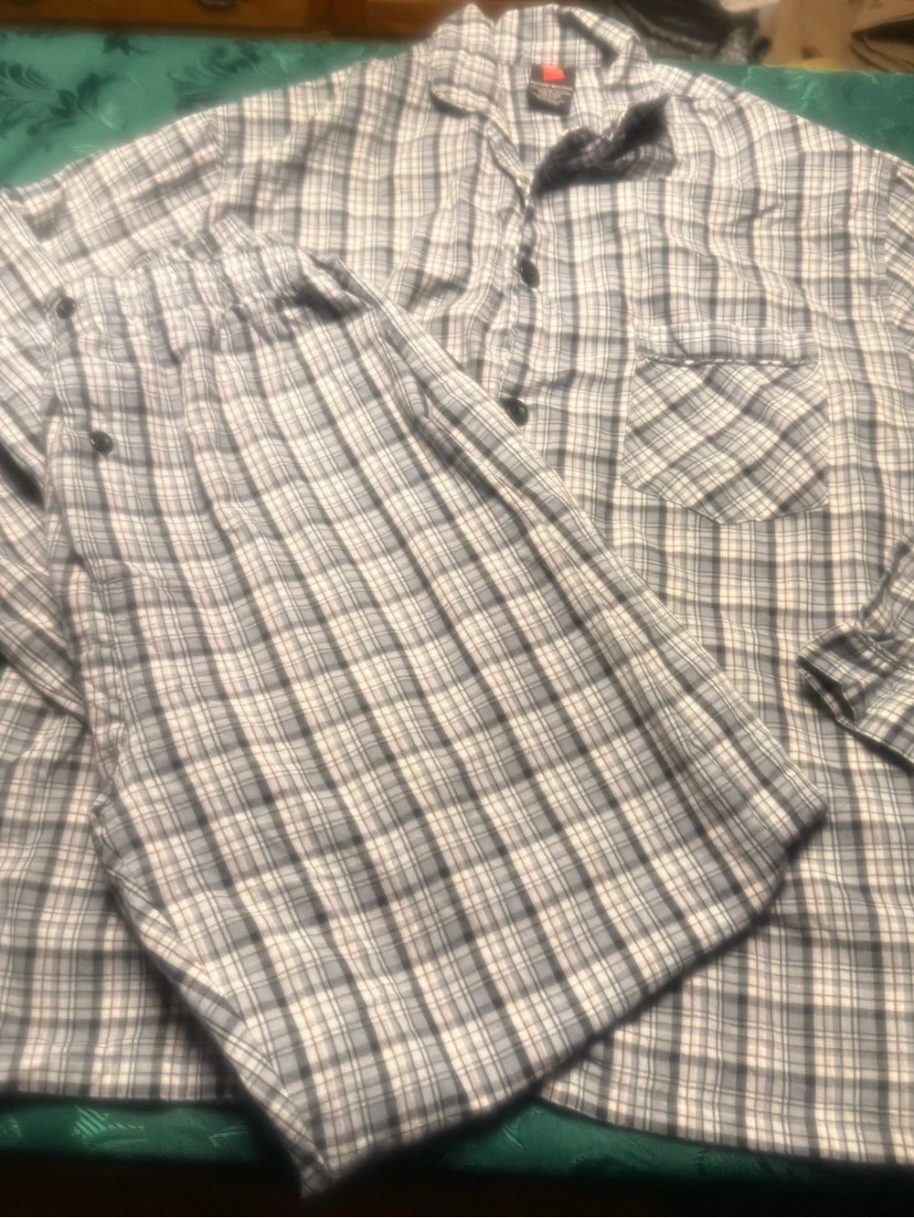 Men’s Hanes pajama M  undershirt L  socks L bundle pajamas are gray and white.
